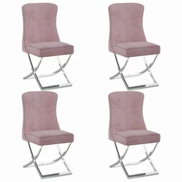 vidaXL Esszimmerstühle 4 Stk. Rosa 53x52x98 cm Samt & Edelstahl Esszimmerst günstig online kaufen