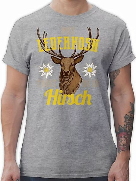 Shirtracer T-Shirt Mei Lederhosn trogt no da Hirsch - gelb/braun Mode für O günstig online kaufen