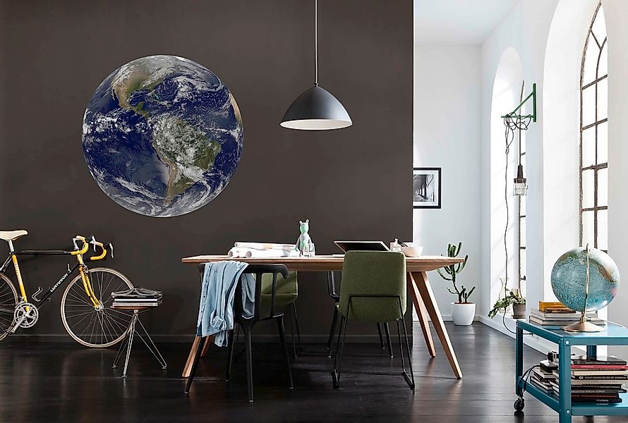 Sanders & Sanders Selbstklebende Runde Tapete Erde Blau Ø 125 cm 611759 günstig online kaufen