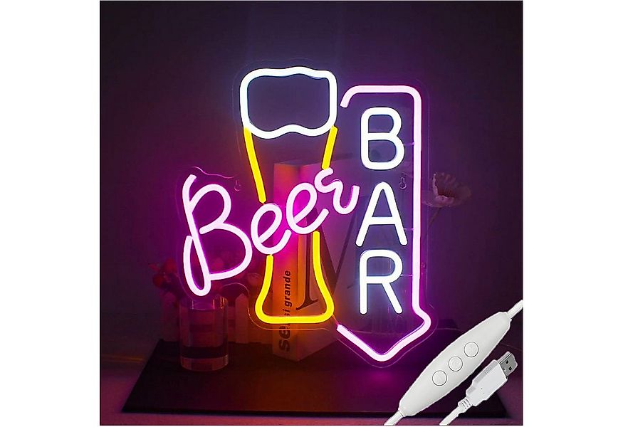 JIBENNEON LED Dekolicht Neonlicht Beer Leuchtreklame Deko mit Dimmbare USB- günstig online kaufen