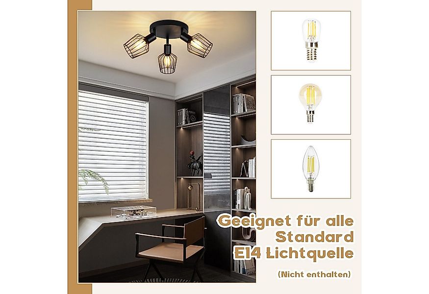ZMH Deckenleuchte Wohnzimmer 3 Flamming - Rund Deckenspot für Flur Max.25W, günstig online kaufen