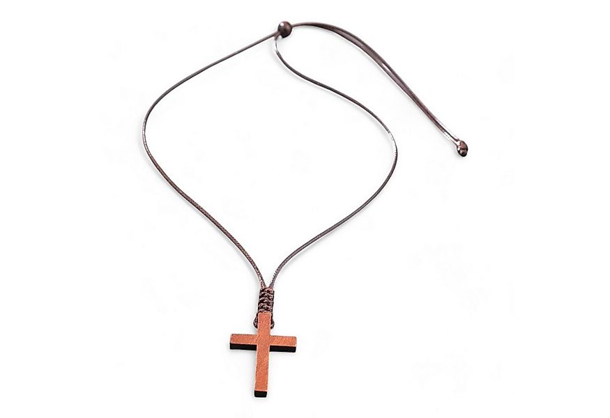 Eyecatcher Edelstahlkette Halskette Halsband hölzernes Kreuz einstellbar Gl günstig online kaufen