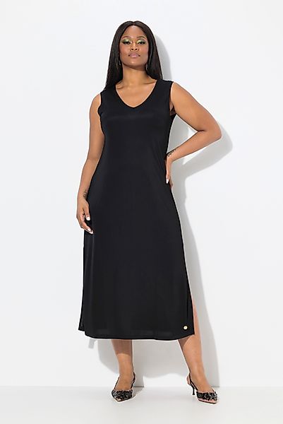 Ulla Popken Jerseykleid Midi-Slinkykleid A-Linie V-Ausschnitt günstig online kaufen
