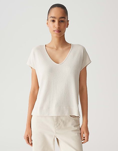 OPUS Kurzarmshirt SIRUKUS Boxy Fit in Feinstrick Optik günstig online kaufen