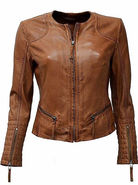 Zimmert Leather Lederjacke Bini washed Lammnappa, Knautschig, Cognac, Braun günstig online kaufen