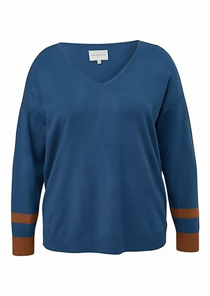 TRIANGLE V-Ausschnitt-Pullover mit mehrfarbigem Ärmelabschluss günstig online kaufen