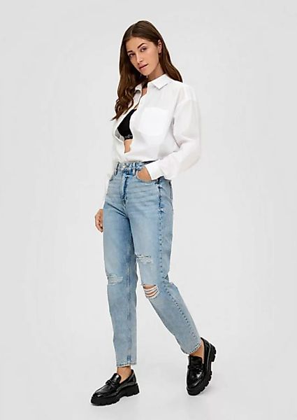 QS 5-Pocket-Jeans Ankle Jeans Mom / Relaxed Fit / High Rise / Tapered Leg L günstig online kaufen
