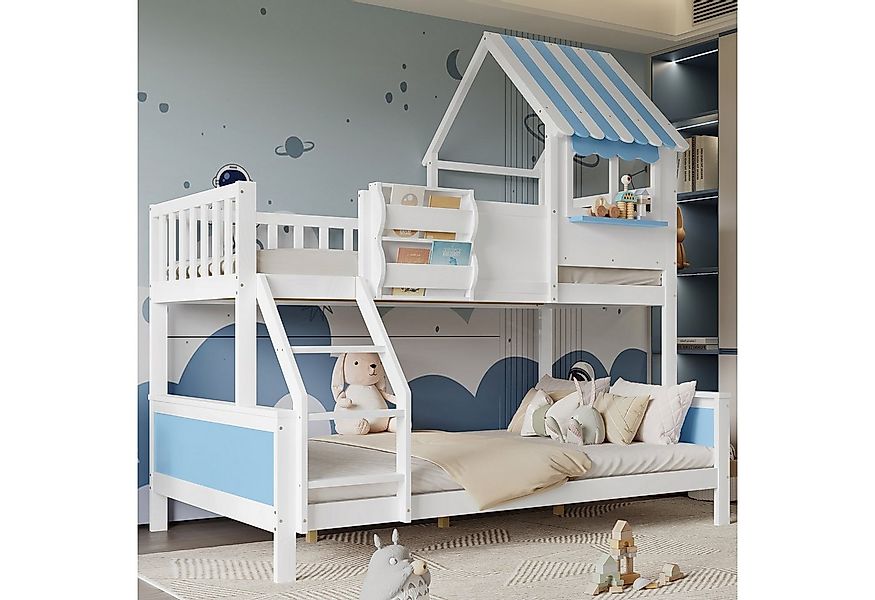 Flieks Etagenbett, Fensterform Kinderbett 90/120x200cm mit Schrägleiter & G günstig online kaufen