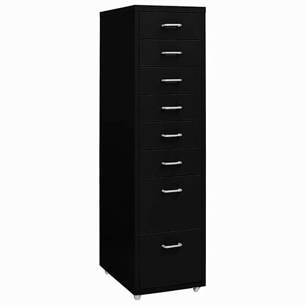 furnicato Aktenschrank mit Rollen Schwarz 28x41x109 cm Metall (1-St) günstig online kaufen