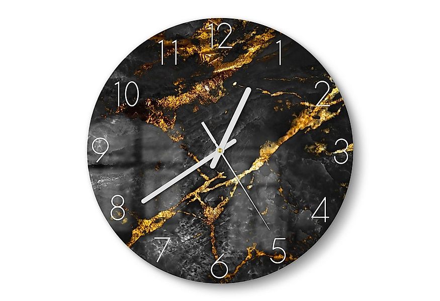 DEQORI Wanduhr 'Veredelter Naturstein' (Glas Glasuhr modern Wand Uhr Design günstig online kaufen