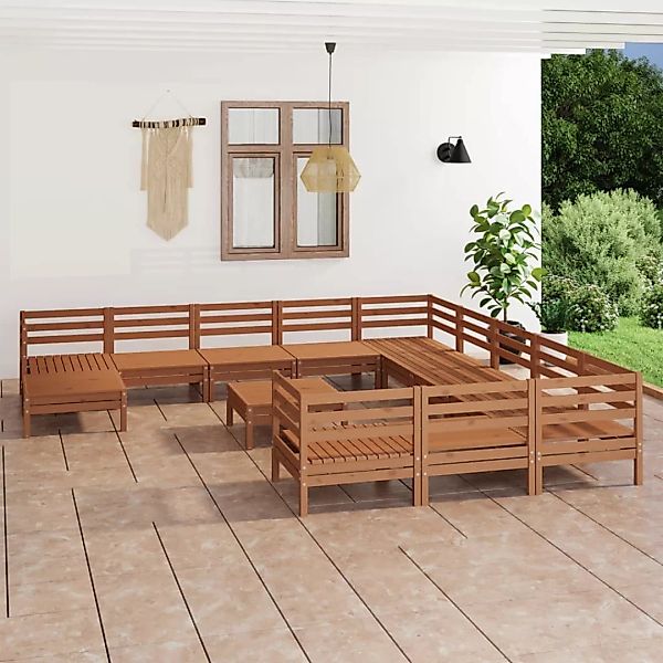 13-tlg. Garten-lounge-set Honigbraun Massivholz Kiefer günstig online kaufen