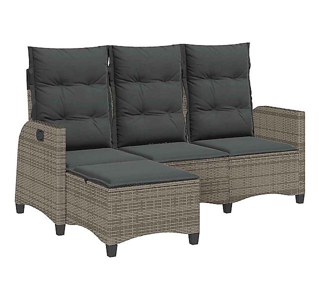 vidaXL Loungesofa Gartensofa mit Liegefunktion Kissen L-Form Grau Poly Ratt günstig online kaufen