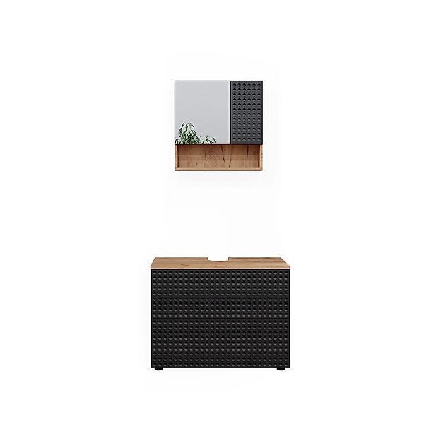 Vicco Badmöbel-Set Irma Goldkraft Eiche/Anthrazit 2 Teile Opt 2 günstig online kaufen