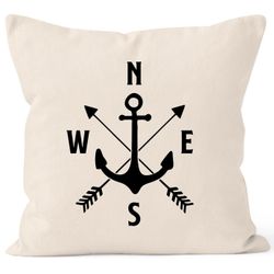 MoonWorks Dekokissen Maritimer Kissen-Bezug Anker Kompass günstig online kaufen