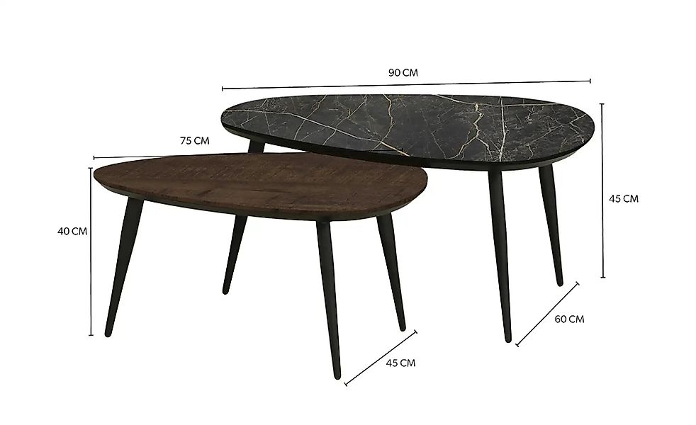 uno Couchtisch 2er Set  Dortmund ¦ holzfarben ¦ Maße (cm): B: 60 H: 45 Tisc günstig online kaufen