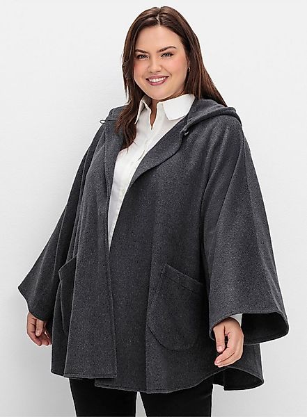 Sheego Allwetterjacke Cape Langarm mit Kapuze und 1-Knopf-Verschluss günstig online kaufen