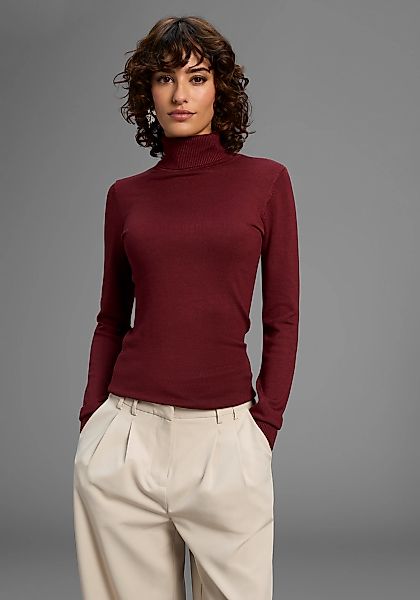 Laura Scott Rollkragenpullover Feinstrick in figurbetonter Longform günstig online kaufen