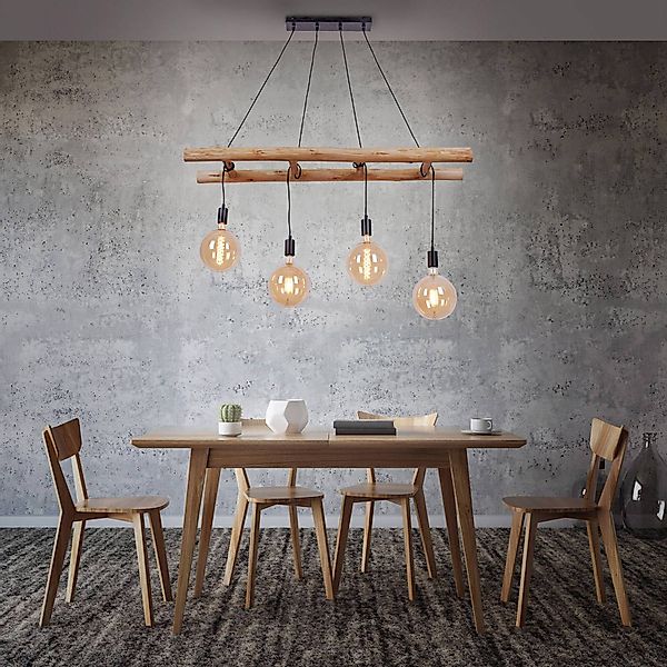 JUST LIGHT LED Pendelleuchte Pendellampe EDGAR Eukalyptusholz, 4xE27/60W, K günstig online kaufen