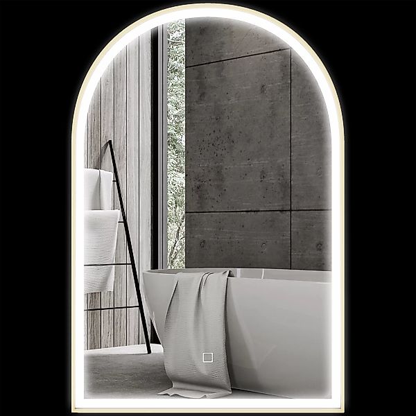 HOMCOM Badezimmerspiegel 90 x 60 cm, gewölbter Wandspiegel, Badezimmerspieg günstig online kaufen