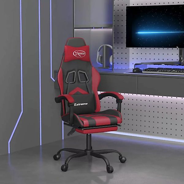 Vidaxl Gaming-stuhl Mit Fußstütze Drehbar Schwarz & Weinrot Kunstleder günstig online kaufen
