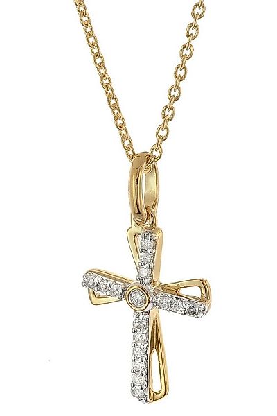 Glizz Kette mit Anhänger mit Diamant-Kreuz Gold 333/8K günstig online kaufen