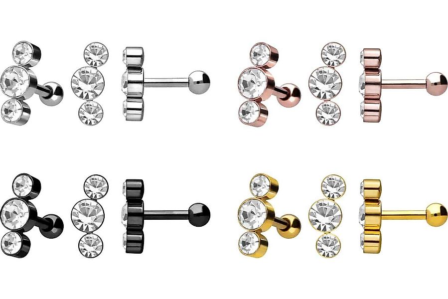 PIERCINGLINE Brustwarzenpiercing Chirurgenstahl Ohrpiercing 3 KRISTALLE günstig online kaufen