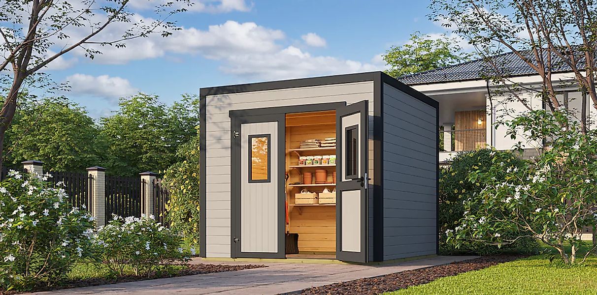 Nordic Holz Gartenhaus "Felix 2", kleiner stilvoller Schuppen mit Flachdach günstig online kaufen