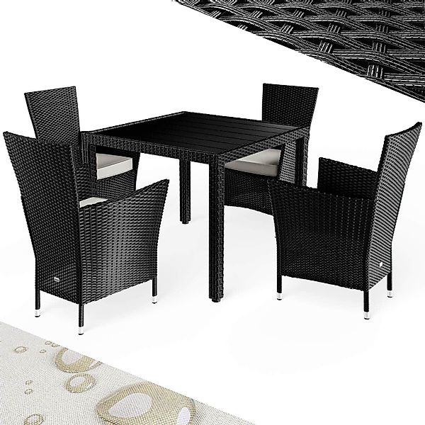 Polyrattan Garten-Sitzgruppe Riga 5-tlg Schwarz günstig online kaufen
