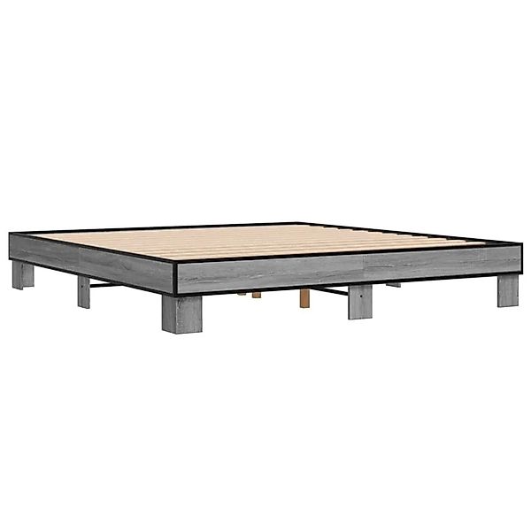 vidaXL Bettgestell Grau Sonoma 200x200 cm Holzwerkstoff und Metall 3280220 günstig online kaufen