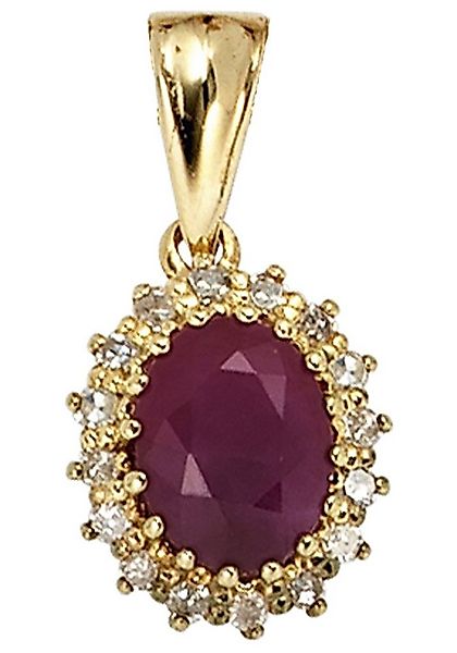 JOBO Kettenanhänger Anhänger mit rubin und 16 Diamanten, 585 Gold günstig online kaufen