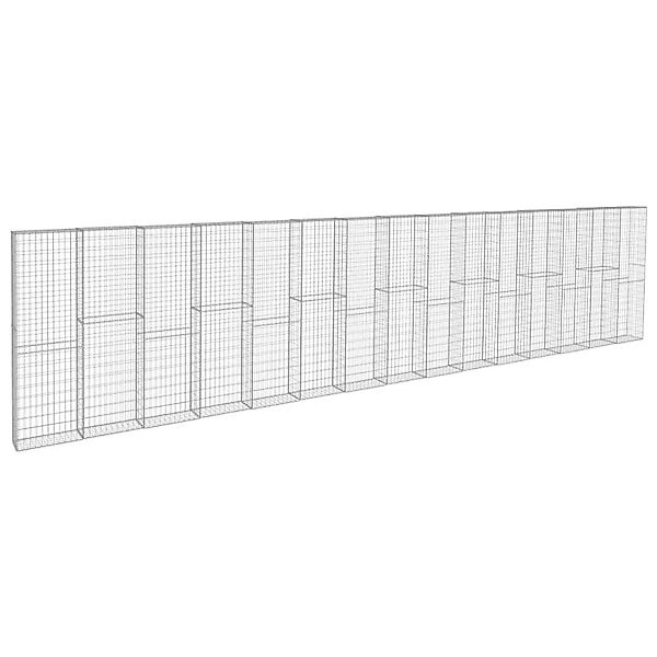 vidaXL Gabionenwand mit Abdeckung Verzinkter Stahl 900x50x200 cm 144916 günstig online kaufen