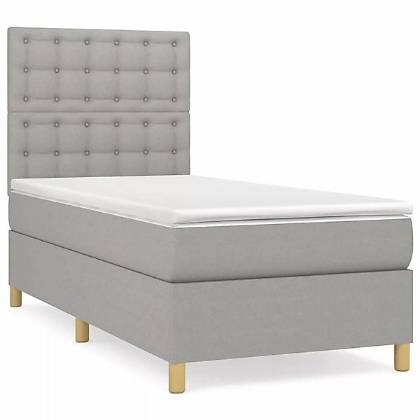 Vidaxl Boxspringbett Mit Matratze Hellgrau 100x200 Cm Stoff günstig online kaufen