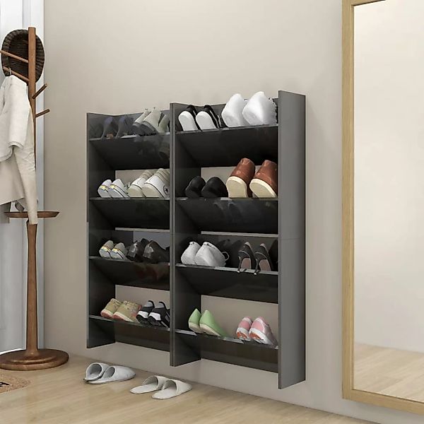 Wand-schuhschrenke 4 Stk. Hochglanz-grau 60x18x60 Cm Spanplatte günstig online kaufen