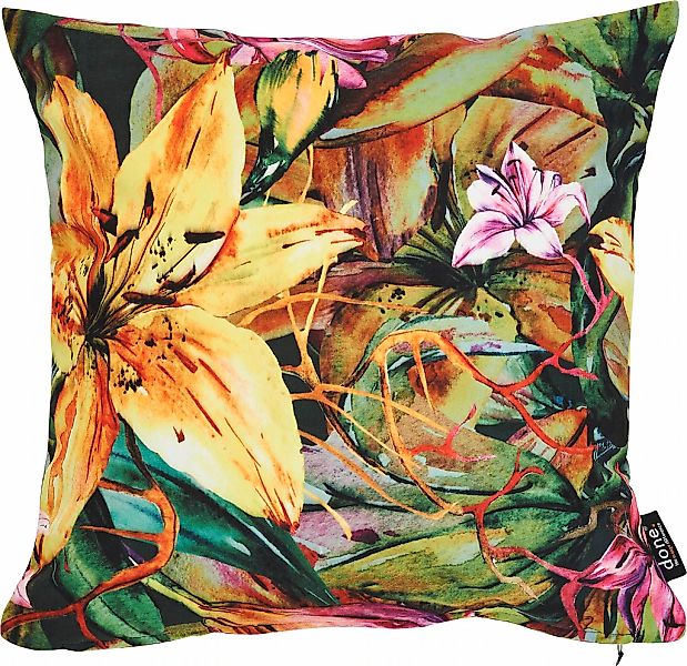 done. Dekokissen "Velour Print Yellow Lily" Beidseitig bedruckte Kissenhüle günstig online kaufen