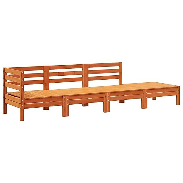 vidaXL Gartensofa 4-Sitzer Wachsbraun Massivholz Kiefer 838051 günstig online kaufen
