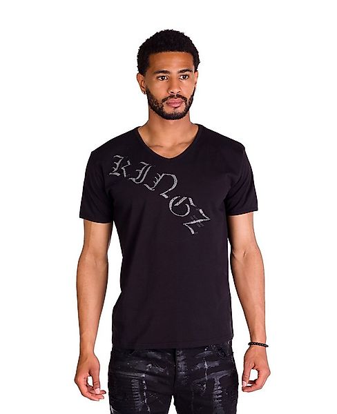 KINGZ T-Shirt Herren Strass Totenkopf T-Shirt mit Strass günstig online kaufen