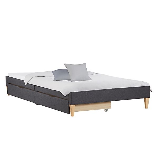 Homestyle4u Polsterbett 90x200 mit 2 Bettkästen in Grau mit Lattenrost 2619 günstig online kaufen