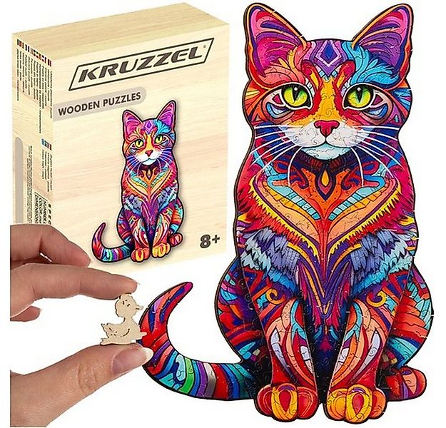KRUZZEL Steckpuzzle Holzpuzzle Katzemotiv, 130 Puzzleteile, langlebig und w günstig online kaufen