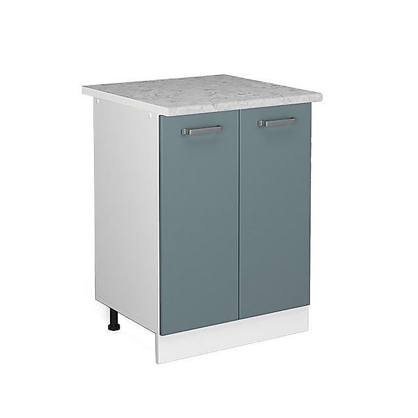 Vicco Küchenunterschrank R-Line Küchenkommode Blau-Grau/Weiß 60 cm AP Marmo günstig online kaufen