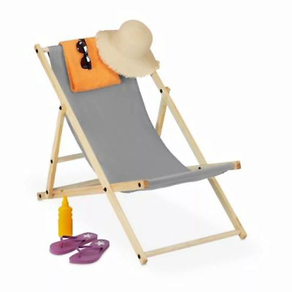 relaxdays Liegestuhl Holz klappbar grau günstig online kaufen