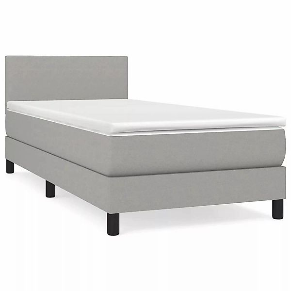 vidaXL Boxspringbett Boxspringbett mit Matratze Hellgrau 100x200 cm Stoff B günstig online kaufen