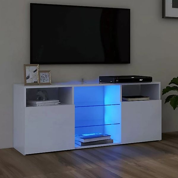 Tv-schrank Mit Led-leuchten Weiß 120x30x50 Cm günstig online kaufen