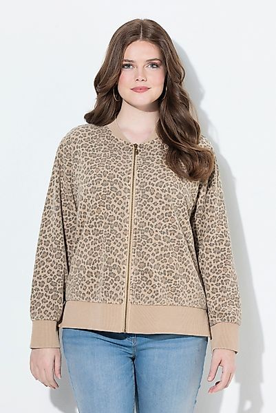 Ulla Popken Sweatjacke Sweatjacke Leomuster Rundhals günstig online kaufen