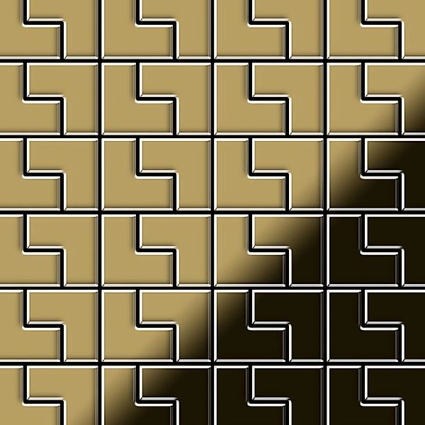 ALLOY Mosaik Fliese Massiv Metall Titan Hochglänzend Gold 1,6mm Stark Kink- günstig online kaufen