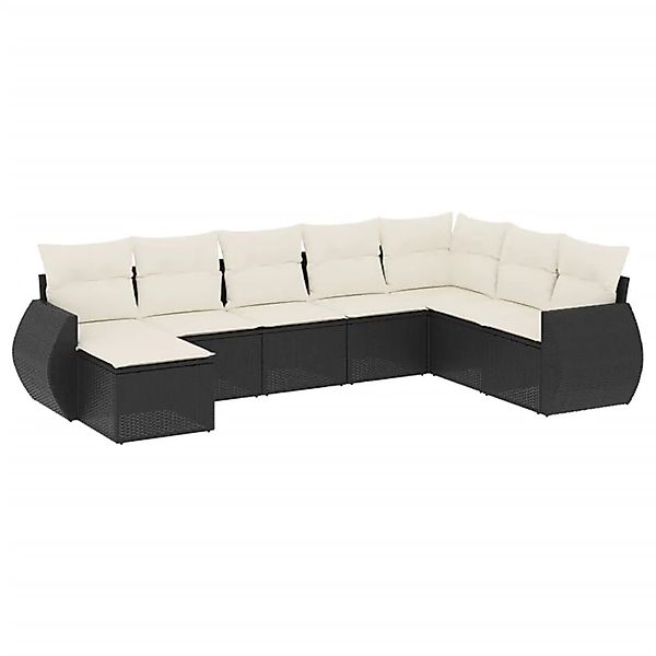 vidaXL 8-Tlg Garten-Sofagarnitur mit Kissen Schwarz Poly Rattan 3221755 günstig online kaufen