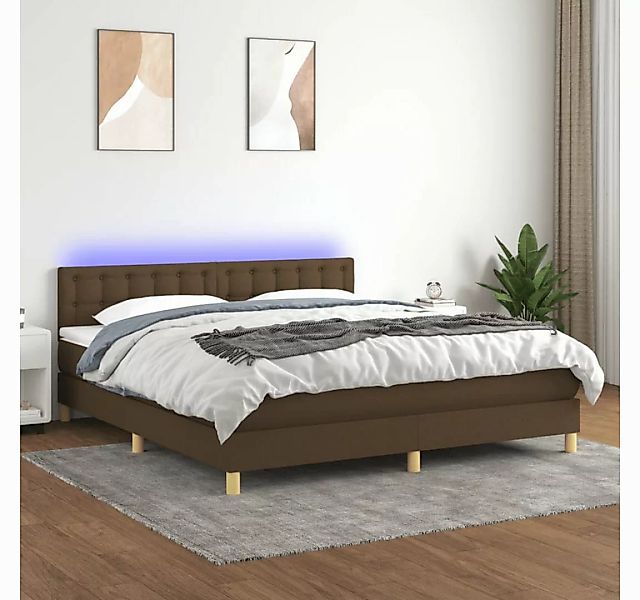 vidaXL Boxspringbett Boxspringbett mit Matratze LED Dunkelbraun 180x200 cm günstig online kaufen