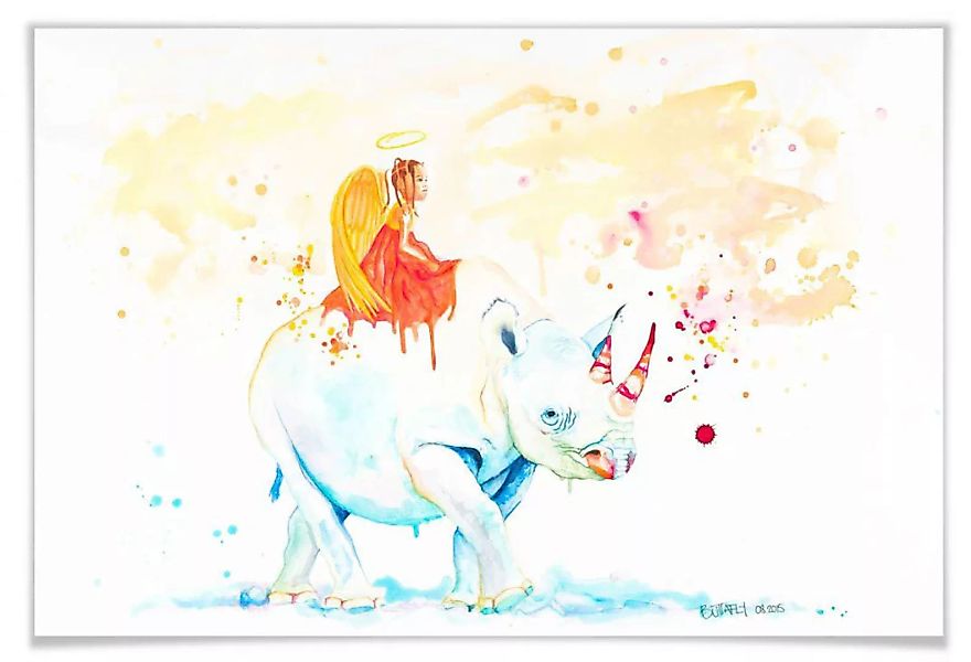 Wall-Art Poster "White Rhino Schutzengel", Schriftzug, (1 St.) günstig online kaufen
