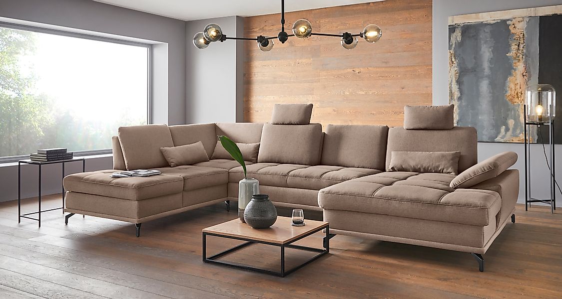 Places of Style Wohnlandschaft "Costello U-Form, mit Sitztiefenverstellung, günstig online kaufen