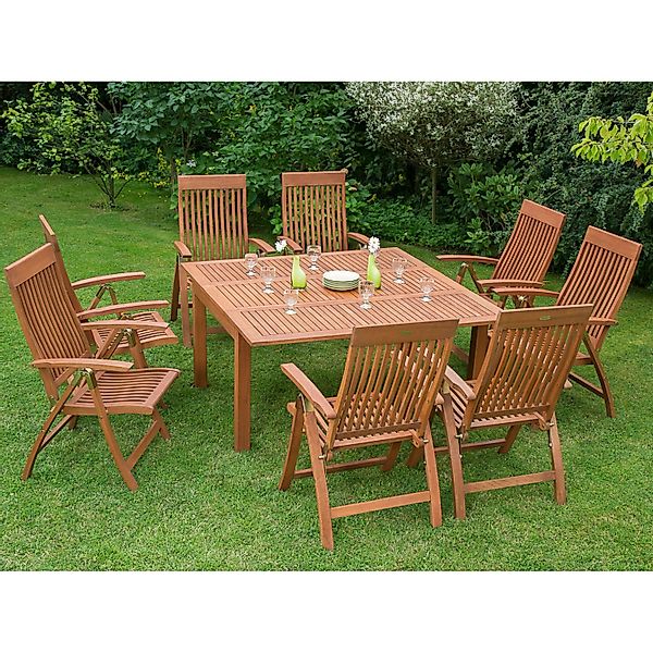 Gartenmöbelgruppe Comodoro mit quadratischem Ausziehtisch 9-teilig günstig online kaufen