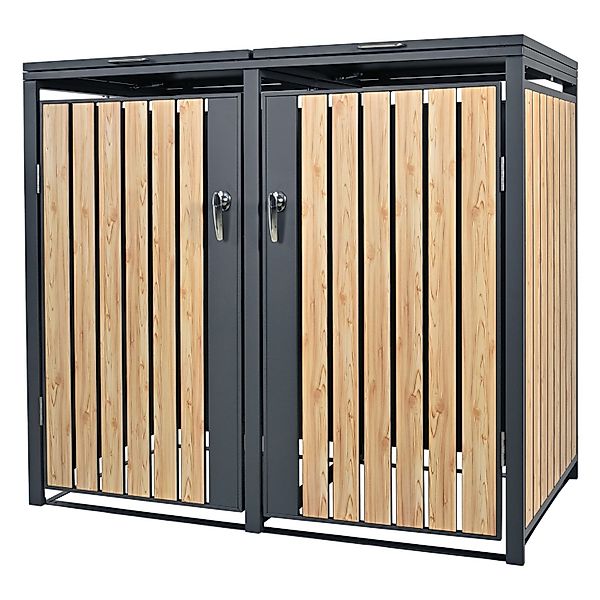 ML-Design Mülltonnenbox 2Er 240L 132x80x116,3cm Anthrazit-Lärchenoptik aus günstig online kaufen